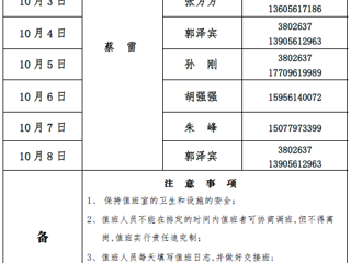 kaiyun开云官方在线入口（滨湖校区）后勤服务与管理处2017年中秋、国庆假期值班表